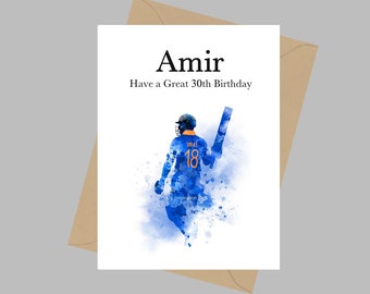 Virat Kohli Personalised A5 Greeting Card, India Cricket, Birthday, Special Occasion