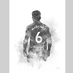 Lisandro Martínez ART PRINT Manchester United, Football, Sport, Gift, Wall Art, Home Decor, Black and White
