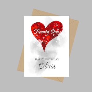 Personalisierte 21. Geburtstagskarte, A5 Grußkarte, für Tochter, Enkelin, Schwester, beste Freundin, Bestie, Twenty First Birthday Card Gift