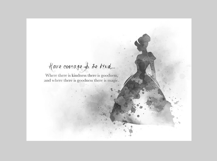 Cinderella Zitat Kunstdruck haben Mut und sein freundlich Etsy