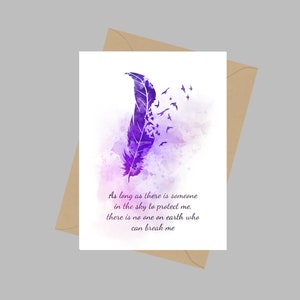 Tant qu’il y a quelqu’un dans le ciel pour me protéger, il n’y a personne sur la terre qui peut me briser, Carte de vœux A5, Citation, Inspiration