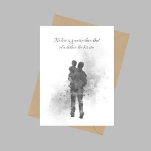 Citazione padre e figlio, biglietto di auguri A5, nessun amore è più grande di quello di un padre per suo figlio, papà, famiglia, regalo, bianco e nero
