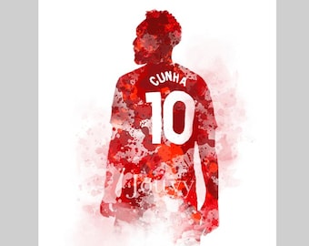 Manchester United 直筆限定アートプリント 1995年 Matheus Cunha ART PRINT Man United Football, Gift Idea, Bedroom