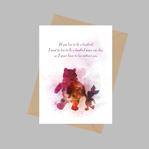Winnie l’ourson et le porcelet Citation, Carte de vœux A5, Cadeau