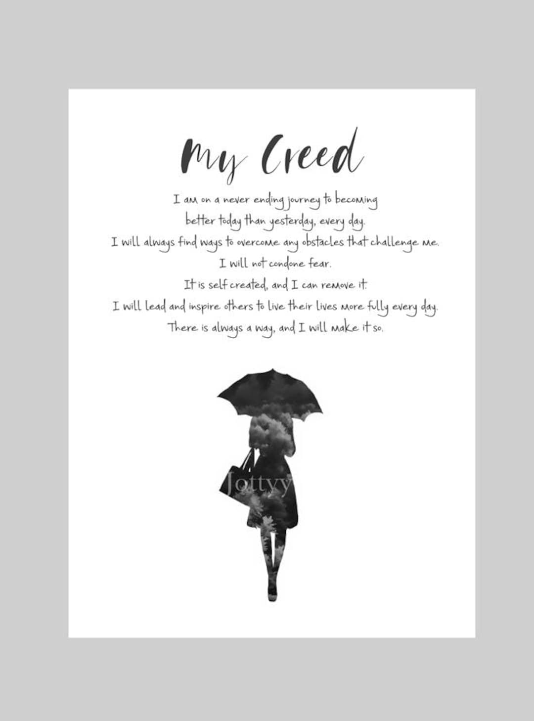 My Creed ART PRINT Inspirational Woman With Umbrella, Black \u0026 White - Etsy, image size:1080x1458