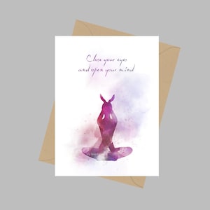 Sluit je ogen en open je geest Quote, A5 Wenskaart, Yoga, Inspirerend, Motiverend, Fitness, Meditatie, Cadeau