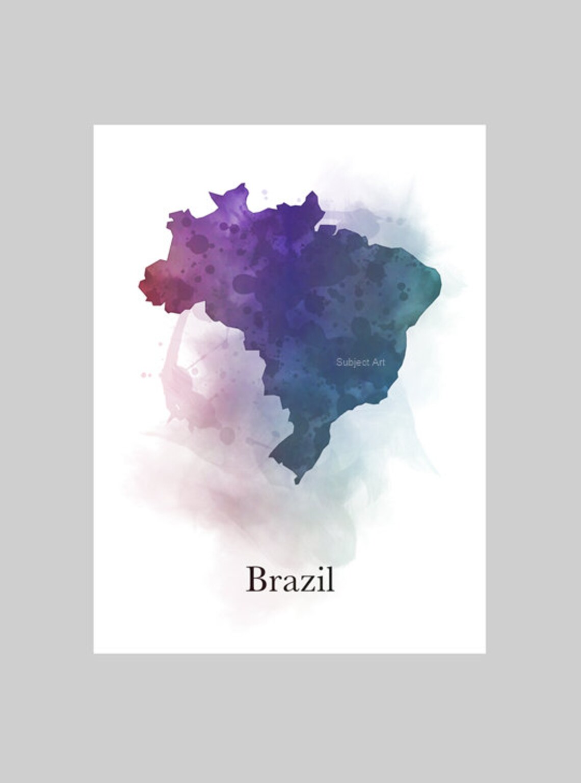 Brazil Map Country ART PRINT Travel Holiday Gift Wall Art Etsy