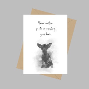 Personalisierte A5-Grußkarte für Chihuahua-Hunde, Haustierliebhaber, Denkmal, Erinnerung, Denken an Sie, Haustierverlust, Geschenkideen, Mitgefühl, Erinnerung, Schwarzweiß