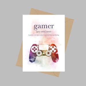 Gamer Definition Zitat, A5 Grußkarte, Gaming, Video Gamer, Geschenk