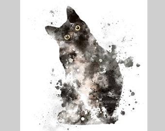 Black Tuxedo Cat ART PRINT Animal, Pet, Gift, Wall Art, Home Decor