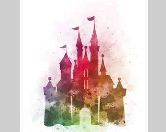 Cinderella Castle ART PRINT Nursery, Princess, Gift, Wall Art, Home Decor