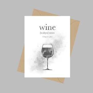 Wein Definition Zitat, A5 Grußkarte, Geschenk, schwarz weiß