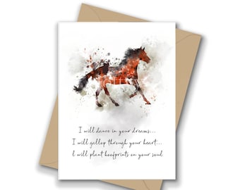 I will Dance in your Dreams I will gallop through your Heart, Horse Quote, A5 Greeting Card, Inspirational, Memorial, Sympathy, Gift