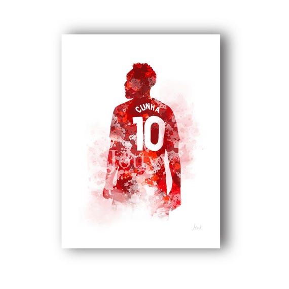 Manchester United 直筆限定アートプリント 1995年 Matheus Cunha ART PRINT Man United Football, Gift Idea, Wall Art