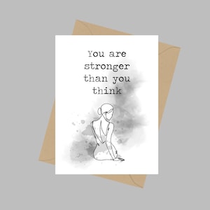 You are Stronger than you Think, A5 Grußkarte, Zitat, Inspiration, Motivation, Geschenk, Schwarz-Weiß