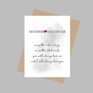 Biglietto per la festa della mamma della figlia, biglietto di auguri A5, messaggio d'amore, ispirazione, biglietto per la festa della mamma dalla figlia, idee regalo