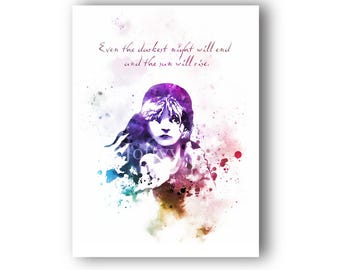 Les Miserables Victor Hugo Quote ART PRINT Musical, Theatre, Broadway, West End, Gift, Wall Art, Home Decor