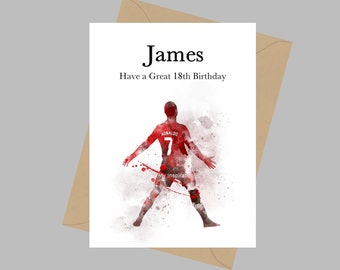 Cristiano Ronaldo Personalised Card, A5 Greeting Card, Birthday, Manchester United, Card For Son Daughter Grandson, Football, Soccer, Gift
