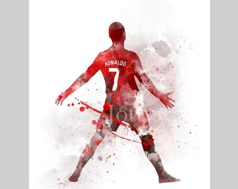 Cristiano Ronaldo KUNSTDRUCK Manchester United, Fußball, Sport, Geschenkidee, Wandkunst, Wohnkultur, Schlafzimmer, Büro