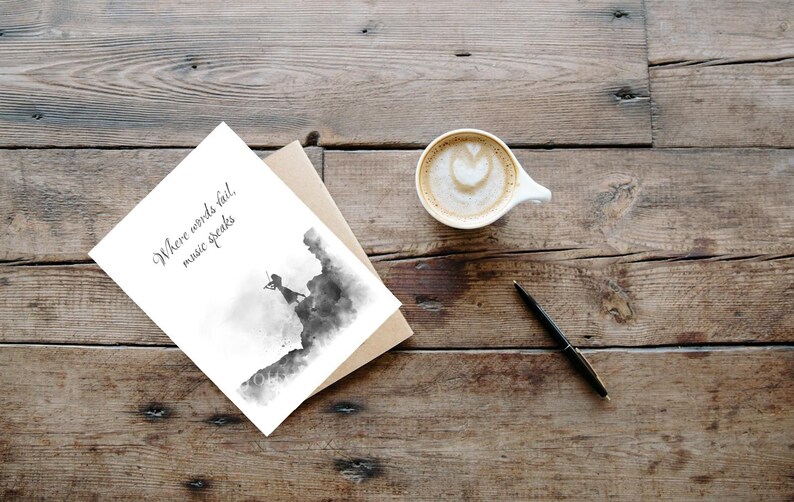Where Words Fail, Music Speaks, A5 Greeting Card, Music Quote, Violin ...
