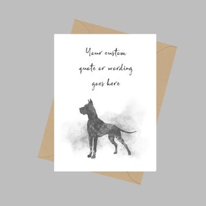 Carte de voeux personnalisée A5 pour chien dogue allemand pour amoureux d'animaux de compagnie, commémoration, souvenir, pensée pour vous, perte d'un animal de compagnie, idées cadeaux, sympathie, noir et blanc