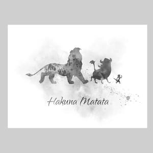 The Lion King Quote ART PRINT Hakuna Matata, Nursery, Inspirational, Gift, Wall Art, Home Decor, Bedroom, Black and White
