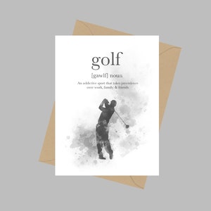 Golf Definition Zitat, A5 Grußkarte, Sport, Geschenk, Golfer, Schwarz weiß