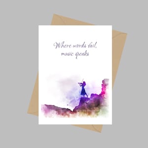 Waar woorden falen, muziek spreekt, A5 wenskaart, muziek citaat, viool, inspirerend, cadeau