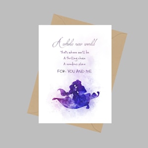 Aladdin Quote, Biglietto di auguri A5, Un mondo completamente nuovo, Principessa, Regalo