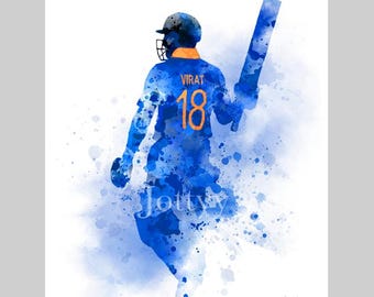 Virat Kohli KONSTTRYCK Cricket, Indien, Sport, Gåva, Väggkonst, Heminredning, Sovrum, Kontor