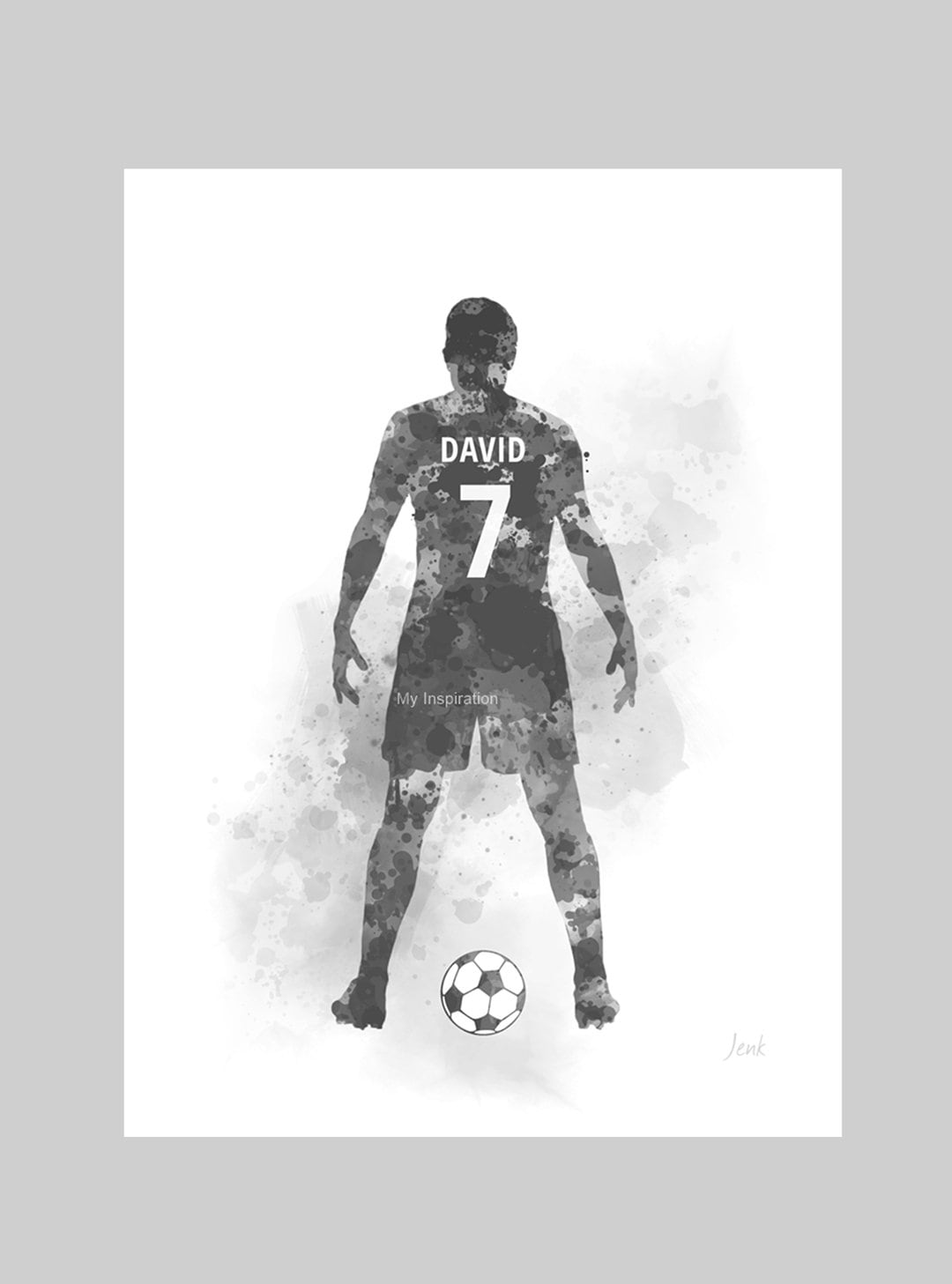 Personalised Football Soccer Player ART PRINT Custom Gift Sport Man Boy