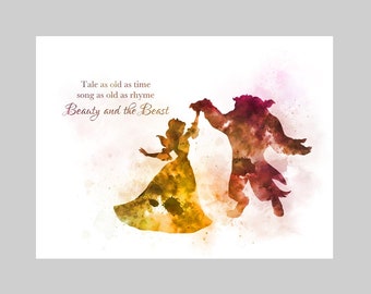 Beauty and the Beast Dance Quote ART PRINT Tale as old as time, Princess, Gift, Wall Art, Home Decor