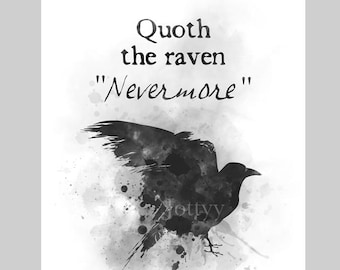 Cita del cuervo, Nunca más, impresión artística de Edgar Allan Poe, inspiradora, idea de regalo, arte de pared, decoración del hogar, dormitorio, oficina