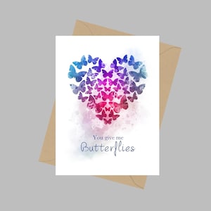 Je geeft me vlinders, A5 wenskaart, quote, inspirerend, vriend vriendin vrouw man, cadeau