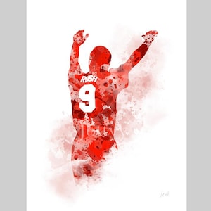 Ian Rush ART PRINT Liverpool, Legend, Football, Sport, Gift Idea, Wall Art, Home Decor, Bedroom, Office
