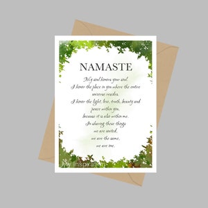 Définition Namaste, carte de voeux A5, yoga, méditation, inspirant, positif, idée cadeau