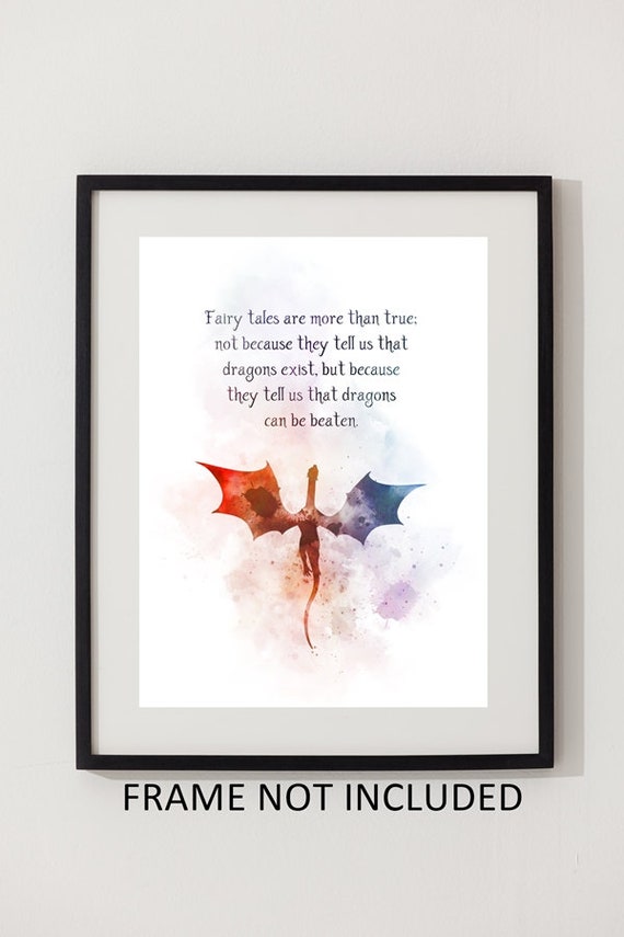 Fairy Tale Dragon Quote ART PRINT Inspirational, Nursery, Gift