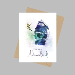 Peter Pan-citaat, A5-wenskaart, Neverland, cadeau