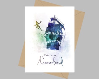 Peter Pan Quote, A5 Greeting Card, Neverland, Gift