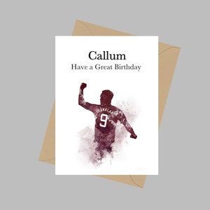 Gepersonaliseerde kaart Lawrence Shankland, A5-wenskaart, verjaardag, Heart of Midlothian, kaart voor zoon, dochter, kleinzoon, voetbal, cadeau