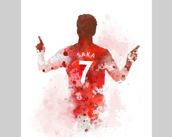 Bukayo Saka ART PRINT Arsenal, Football, Sport, Gift, Wall Art, Home Decor, Bedroom, Office