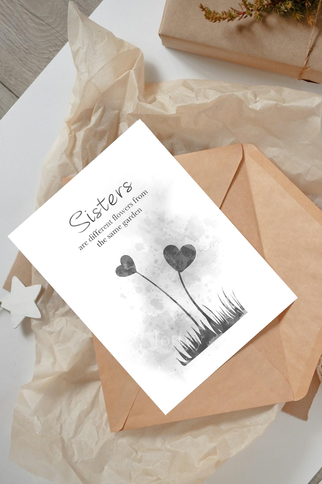 Sisters Are Different Flowers From the Same Garden Quote, A5 Greeting ...