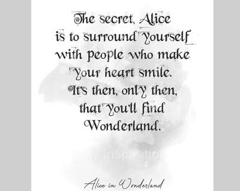 Alice in Wonderland Inspirational Quote ART PRINT Lewis Carroll, Motivational, Positive, Gift Idea, Nursery, Bedroom, Office