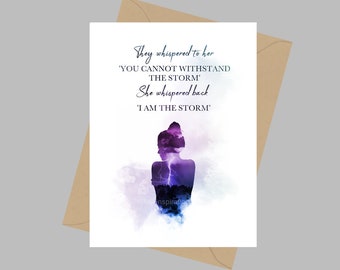 I Am The Storm Greeting Card: Inspirational Quote, A5 Card