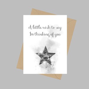 Un piccolo desiderio di dire sto pensando a te Citazione, Biglietto di auguri A5, Simpatia, Conforto, Regalo, Bianco e nero