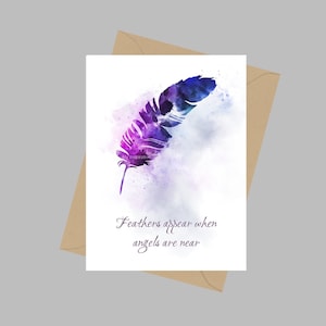 Veren verschijnen wanneer engelen in de buurt zijn Quote, A5 Wenskaart, Gedenkteken, Sympathie, Rouw, Geliefde, Geschenk