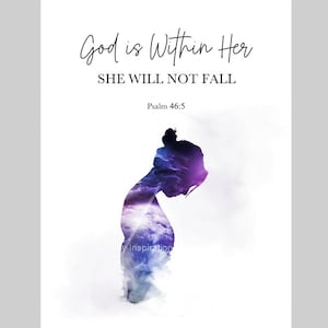 God is Within Her She Will Not Fall, ART PRINT, Psalm 46:5, Inspirational, Motivational, Quote, Christian, Bible Verse, Wall Art, Gift Idea