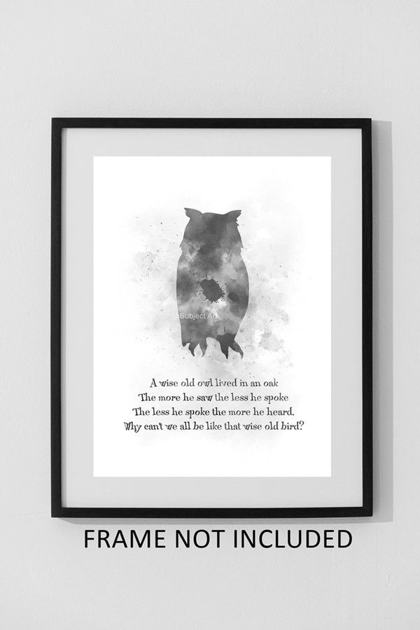 A Wise Old Owl ART PRINT Inspirational, Quote, Nursery, Poem, Gift ...
