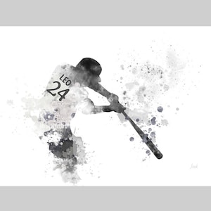 Stampa artistica personalizzata di un giocatore di baseball Sport, idee regalo, compleanno, Natale, personalizzato, arte murale