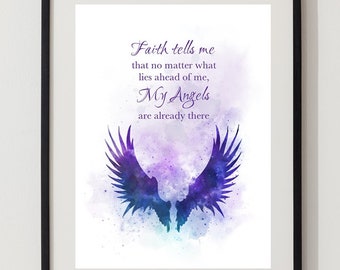 Angel Wings Quote ART PRINT Inspirational, Faith, Gift, Wall